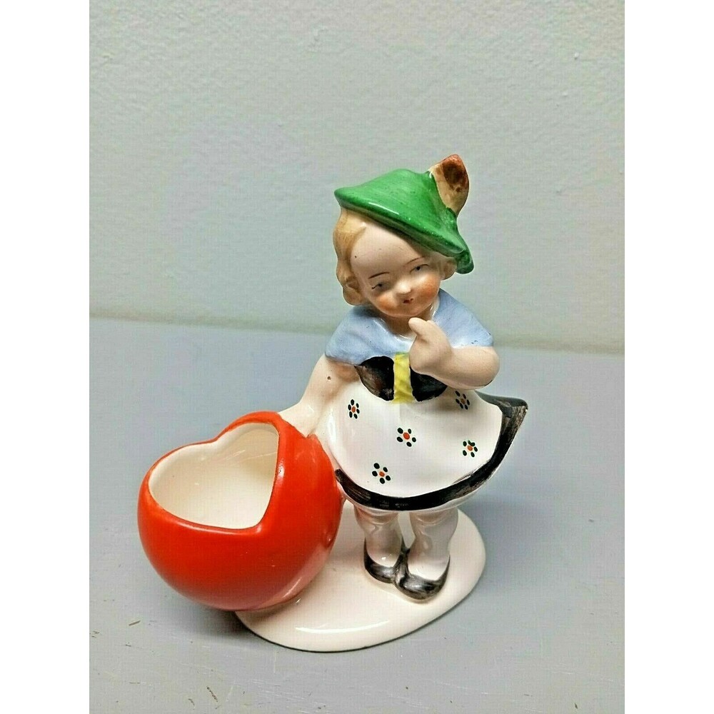 Vintage Hertwig Germany Dutch Girl Valentine Love Toothpick Heart 4-1/2" tall